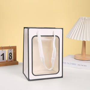 Pedidos personalizados de alto grado Bolsa de ventana de servicios de rango completo Bolsas de regalo de estilo de grano de mármol Bolsa de papel Kraft al por mayor de Vietnam - Product Image 2