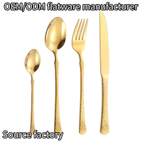Ensemble de couverts martelés en acier inoxydable 410 Dingyong pour hôtels et restaurants, 24 pièces (couteau, fourchette, cuillère) au design nordique
