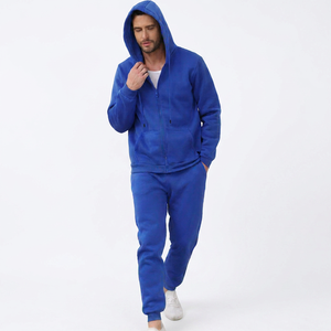 Chándal Azul con Capucha para Hombre, Cierre Completo, Color Sólido, Ecológico, Transpirable, Resistente al Viento, Secado Rápido, Ligero, Sudadera de Poliéster - Product Image 1