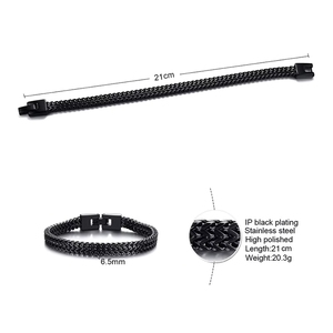 Bracelets chaîne vintage en maille pour homme, en acier inoxydable plaqué argent, or et noir, étanches et inaltérables, bijoux de mode - Product Image 2