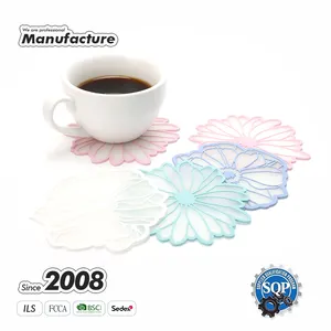 Factory Wholesale High Quality Giveaway Gift Soft Pvc Coaster Type Flower Shape Silicone Pvc Coaster Custom Silicone Coasters