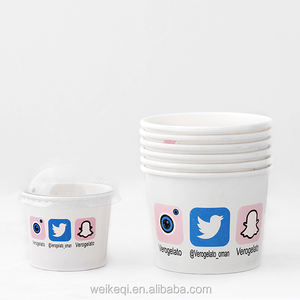 Tasse à crème glacée imprimée avec logo personnalisé bols à glaces pour yaourt glacé 5oz-20oz gobelet en papier à mur unique jetable avec couvercle - Product Image 6