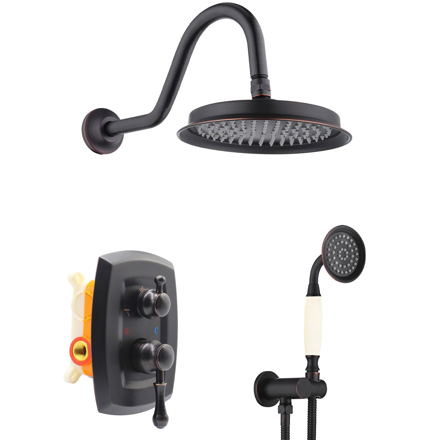 Douche à effet pluie en bronze huilé