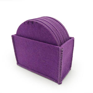 Sous-verres en verre ronds et carrés en feutre découpé au laser coloré de 10 cm avec napperons en feutre en forme de support pour une utilisation en gros - Product Image 6