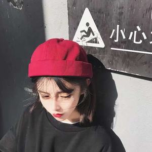 Sangle en cuir réglable MIO Sailor Melon Cap Docker Cap Solid Color Retro Beanie - Product Image 6