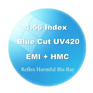 Lentes oftálmicas ópticas Danyang 1,56/1,60/1,67/1,74 Cr39 Anti Blue Light EMI + HC /HMC/SHMC Lente óptica con precio de fábrica barato - Product Image 1