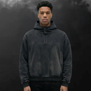 Sudadera con capucha ODM Terry de algodón 100% de alto gramaje, esencial para invierno, oversize, con puños acanalados desgastados, unisex, lavado ácido, personalizada - Product Image 2