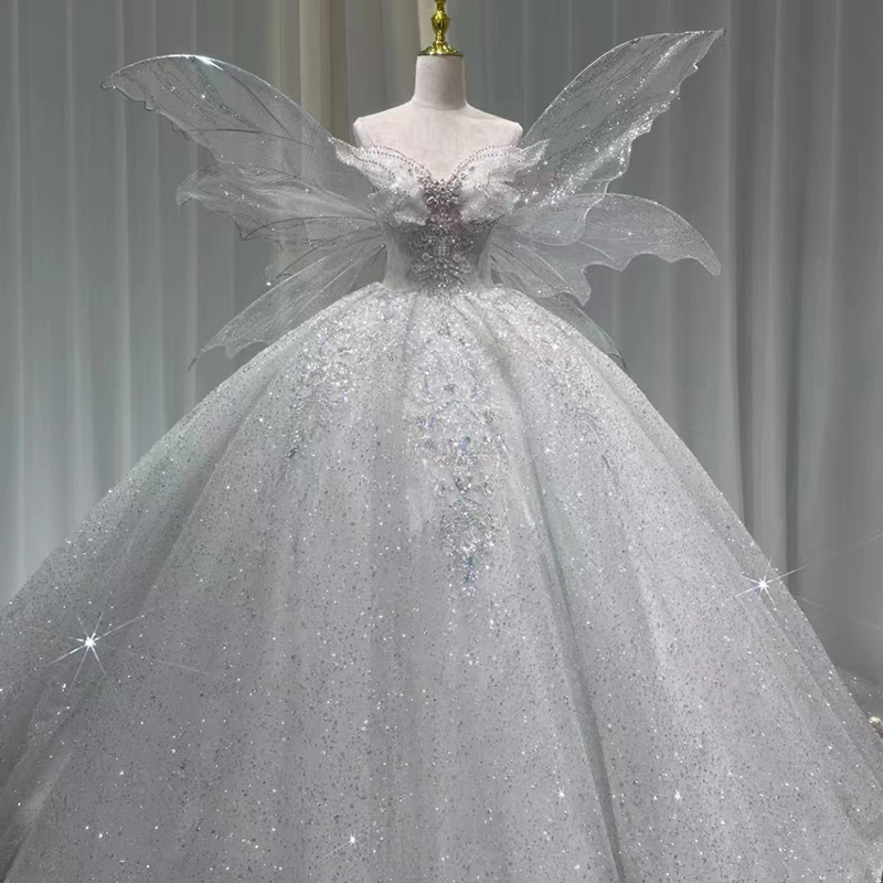 White Cinderella Dresses Elegant Ball Gown Wedding