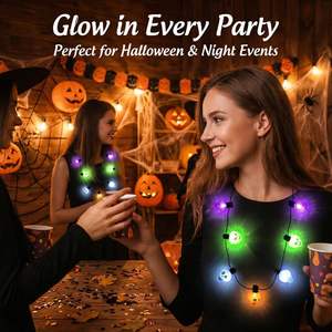 할로윈 파티를 위한 플라스틱 다채로운 해골 LED 빛나는 목걸이 장식 - Product Image 3