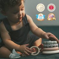 Jouet de dentition souple en forme de cercles empilables, jouet éducatif pour bébé, anneaux empilables pour bébés, ensemble de 7 anneaux de dentition