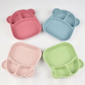 Assiette pour bébé en silicone de qualité alimentaire avec logo personnalisé, vente en gros, non toxique, fournitures pour l'alimentation des tout-petits, résistante à la chaleur, passe au lave-vaisselle, pour enfants - Product Image 6