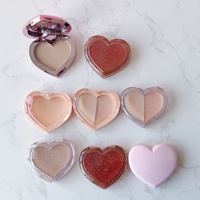 Meilleure vente, étui pour fard à joues, conteneur pour poudre, étui pour fard à paupières avec miroir, boîte compacte en forme de cœur, étui pour fard à paupières