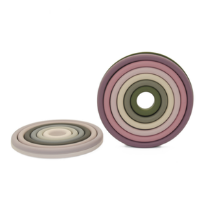 Juguete de apilamiento de silicona de grado alimenticio para bebés, conjunto de formas circulares coloridas, juego de pila educativo para niños - Product Image 2