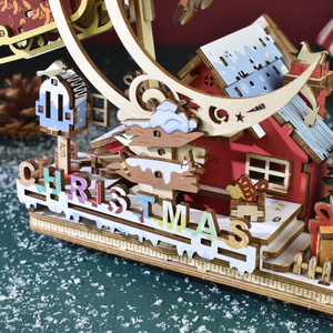 Mô hình lắp ráp <span class=keywords><strong>3D</strong></span> nhà Giáng sinh Tongmuqu 2026 bằng gỗ, đồ chơi bán chạy, mô hình lắp ráp thủ công ba chiều để xây dựng Giáng sinh - Product Image 3