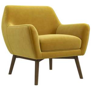Fauteuil lounge moderne en velours doré Panom - Durable et portable pour salon, chambre, salle à manger et hôtel - Product Image 6