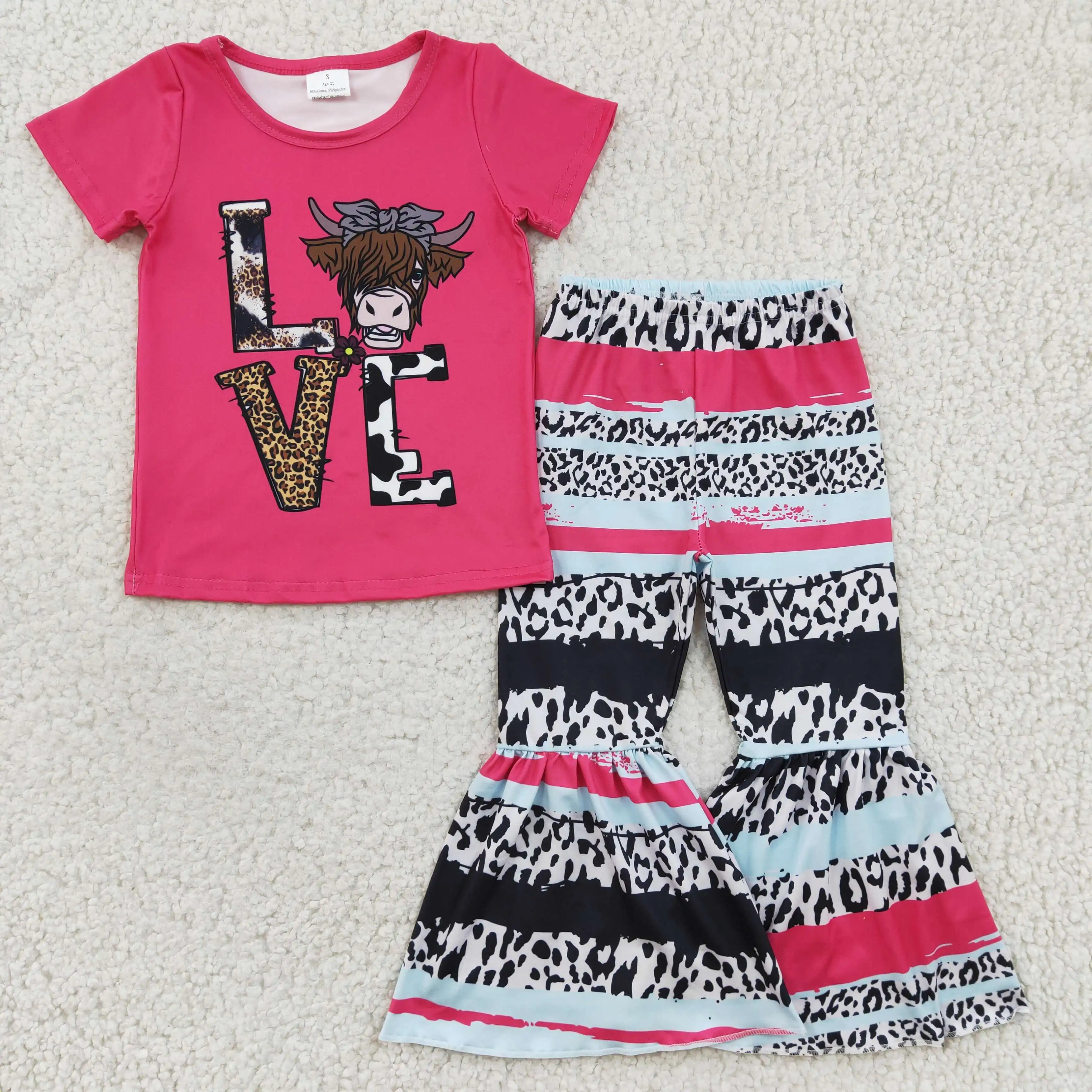 Nuovo aggiornato RTS no moq highland cow fancy abbigliamento per bambini neonate abiti occidentali boutique set di vestiti per bambini