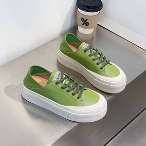 Summer new style genuine <b>leather</b> retro multi-purpose double-wear white <b>sneakers</b> with thick sole, lace-up round toe flat casual s - Product Image 5
