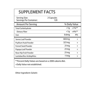 HealthFood Colon Cleanse 240 Capsules <b>Herbal</b> Dietary <b>Supplement</b> with Senna Leaf Powder Gentle Internal Detox Intestinal Support - Product Image 2