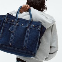 Sac fourre-tout en jean grande capacité pour femme, nouvelle collection automne 2026, avec fermeture éclair, en polyester, élégant, polyvalent et idéal pour les trajets quotidiens (OEM)
