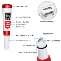 Medidor de TDS/EC/pH/Temperatura 4 en 1, Precio de Fábrica, Medidor de TDS/EC de Alta Calidad para Hidroponía