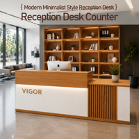 Bureau d'accueil minimaliste moderne avec éclairage LED. Entièrement personnalisable, adapté aux supermarchés, centres commerciaux et entreprises.