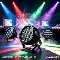 Projecteur PAR LED 12x18W RGBW étanche IP65 DMX512 avec RDM pour mariages, concerts, fêtes, éclairage de scène, projecteur PAR plat et fin
