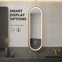 Miroir de salle de bain ovale LED Bluetooth, éclairage frontal, intensité réglable, anti-buée, 3 couleurs Bluetooth, pour la salle de bain et le salon