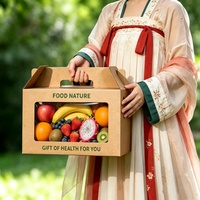 Boîte cadeau écologique biodégradable et recyclable avec poignée, fenêtre transparente, autoportante, pliable, en carton ondulé pour légumes