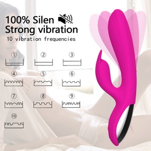 Vibrador <span class=keywords><strong>Dildo</strong></span> para Mujeres, Juguetes Sexuales, Dildos para Parejas, Lesbianas, Doble Cabeza, 10 Velocidades de Vibración, Estimulación <span class=keywords><strong>Vaginal</strong></span>, Punto G, Clítoris - Product Image 1