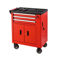 Armoire à outils en métal à 3 tiroirs, chariot à outils mobile verrouillable pour atelier avec rangement à double porte pour garage automobile