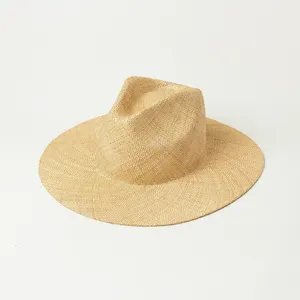 促销批发佛罗里达女士超宽帽檐帽子天然小麦秸秆太阳帽沙滩帽 Chapeau 巴拿马
