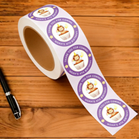 Autocollants en rouleau personnalisés avec logo pour pâtisserie, adhésifs imperméables, en papier rond, pour usage alimentaire