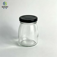 Stoples Kaca Transparan dengan Logo yang Dapat Disesuaikan 180ml, Tutup Ulir, Wadah Kaca untuk Kemasan Makanan Dapur