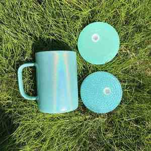 Tazas de Café de Vidrio Brillante de 17 oz para Sublimación, con Tapas de Plástico PP Brillante de Colores - Product Image 5
