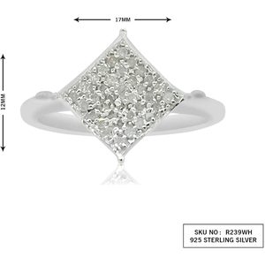 Jewelspaark 0.21 Ct Natural White Round Diamond Square <b>Ring</b> 925 Sterling <b>Silver</b> Micro Pave Engagement Women's - Product Image 2