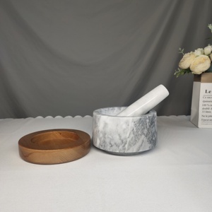 Outils à épices de cuisine avec logo personnalisé <span class=keywords><strong>pilon</strong></span> à mortier en <span class=keywords><strong>pierre</strong></span> naturelle avec base en bois ustensiles de cuisine pour herbes et épices - Product Image 4