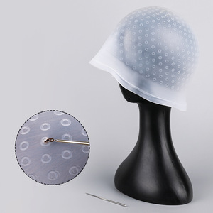 Vente en gros de bonnet de teinture en silicone pour cheveux, bonnet de teinture multicolore avec crochet en métal pour salon de coiffure à domicile - Product Image 1