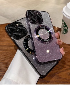 Fundas Magnéticas para <span class=keywords><strong>Teléfono</strong></span> Móvil con Purpurina de TPU Suave Galvanizada, Aptas para iPhone 11 12 13 14 15 16 Pro Max, <span class=keywords><strong>Brillo</strong></span> Degradado de Lujo - Product Image 1