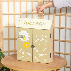 Ensemble d'Outils Éducatifs Montessori pour Enfants Boîte à Outils en Bois Bricolage Simulation Vis et Écrous Kit Boîte à Outils à Double Porte Jouets pour Enfants - Product Image 2