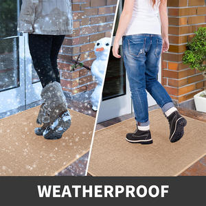 Paillasson rectangulaire en fibre de polyester avec semelle en caoutchouc, antidérapant, couleur unie, résistant aux taches, pour entrée de maison et couloir - Product Image 4