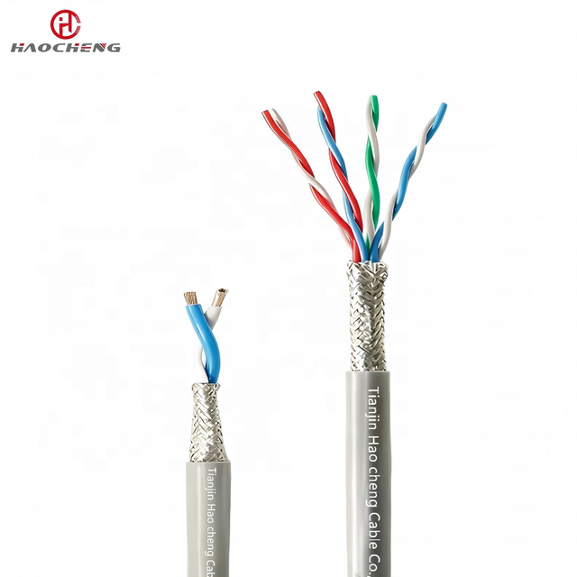 RS-485 Shielded Twisted Pair Hao Cheng 1-4 Pairs Tinned Copper 120 1m HDPE Insulation PVC/PUR/LSZH Jacket Industrial Bus Cable
