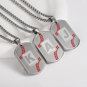 Baseball Lettre <span class=keywords><strong>Pendentif</strong></span> Collier Hommes Offre Spéciale Européen et Américain Sport Style En Acier Inoxydable <span class=keywords><strong>Militaire</strong></span> Marque <span class=keywords><strong>Pendentif</strong></span> - Product Image 3
