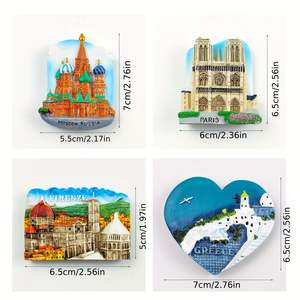 Aimant de réfrigérateur magnétique en résine 3D personnalisé Souvenir de <span class=keywords><strong>voyage</strong></span> du monde Cadeau aimant de réfrigérateur bon marché Canada Grèce Paris - Product Image 5