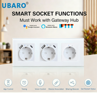 UBARO Zigbee Smart 3-fach EU Schuko Wandsteckdose Intelligente Steckdose mit Dual USB A+C Ladeanschluss Gehärtetes Glaspanel Smart Home Outlet