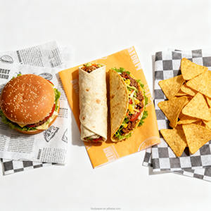 Feuilles anti-graisse personnalisées avec logo d'usine, papier de qualité alimentaire pour frites, doublure de panier à poulet - Product Image 1