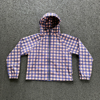 Fabricant de vestes en nylon à fermeture éclair, veste coupe-vent en nylon à imprimé intégral à carreaux, de haute qualité, sur mesure, pour l'extérieur