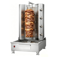Grill à Kebab/Shawarma Électrique/Gaz Rotatif Commercial en Acier Inoxydable de Haute Qualité, Économe en Énergie, Grande Capacité