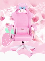 Chaise de jeu avec accoudoirs articulés, siège épais, la moins chère, chaise de jeu rose Cinnamoroll avec massage et repose-pieds