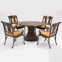 Ensemble de table à manger ronde d'extérieur de style européen en fonte d'aluminium pour hôtel et restaurant de luxe