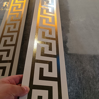 Springletile Bandes de carreaux décoratifs blanc et or Design d'intérieur maison 3D pour salon mur sol carreaux de bordure en céramique